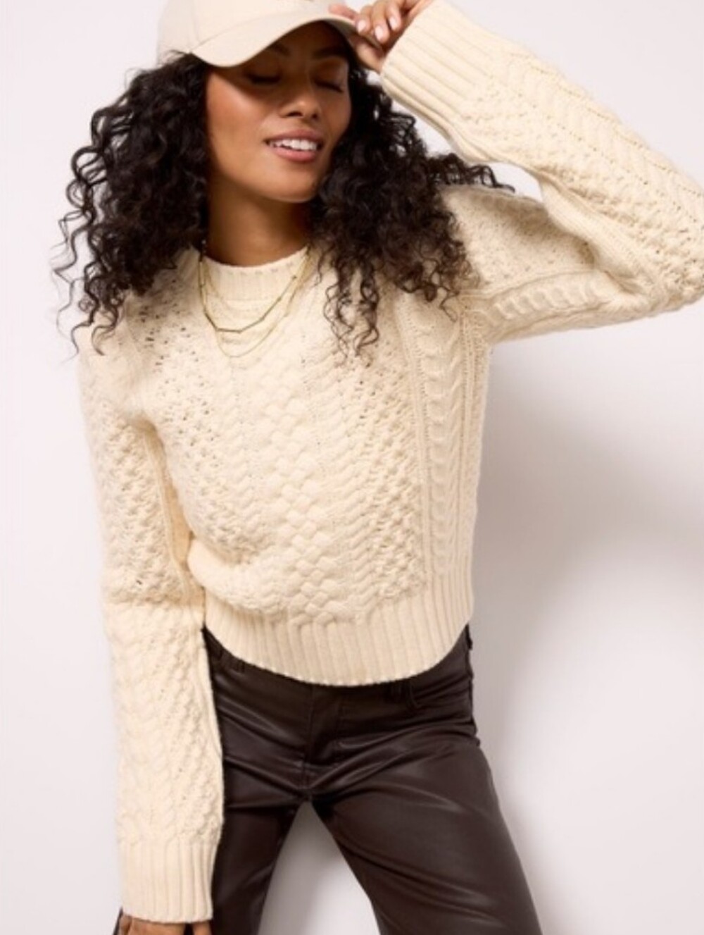 Pistola Quinn Ivory Cable Knit Women’s Sweater - Classic Crewneck Fisherman S